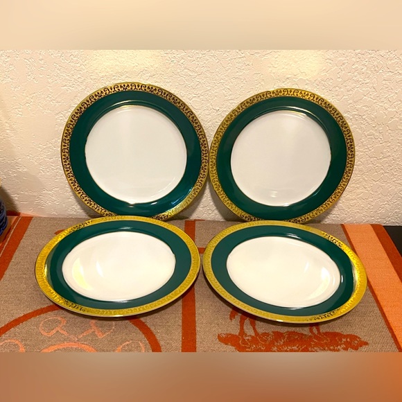Gold Buffett Royal Gallery Plates. Set Of 4 Tea Cups W/ Gold & 4 Green W/ Gold - Picture 5 of 13